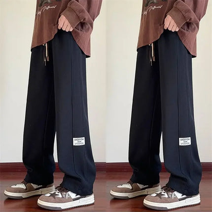 Grå Joggebukse for Menn – Vide Ben og Rett Passform | Komfortable Sportsbukser til Høst og Vinter