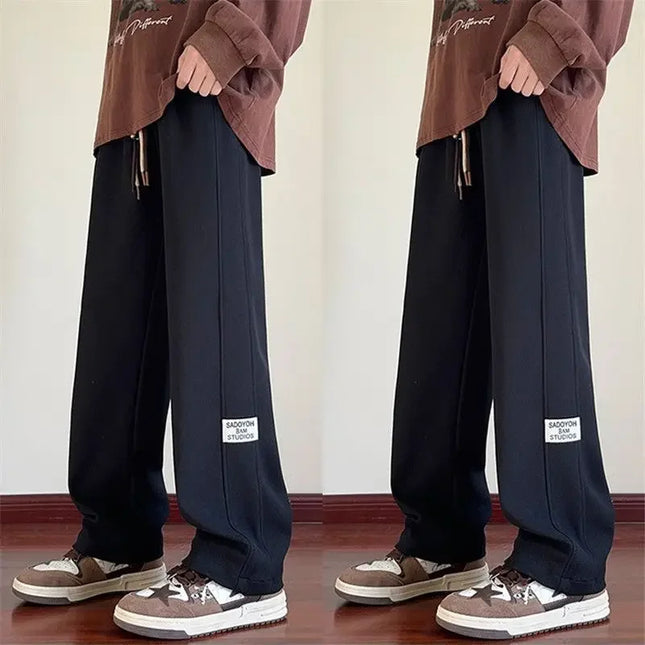 Grå Joggebukse for Menn – Vide Ben og Rett Passform | Komfortable Sportsbukser til Høst og Vinter