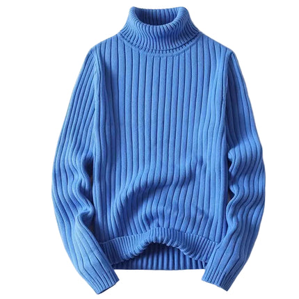 Høyhalset Genser for Menn – Tykk Strikkegenser i Ensfarget Design | Varm Vintergenser i Store Størrelser (opptil 4XL)