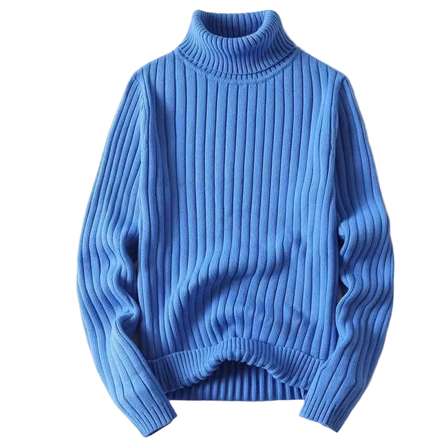 Høyhalset Genser for Menn – Tykk Strikkegenser i Ensfarget Design | Varm Vintergenser i Store Størrelser (opptil 4XL)