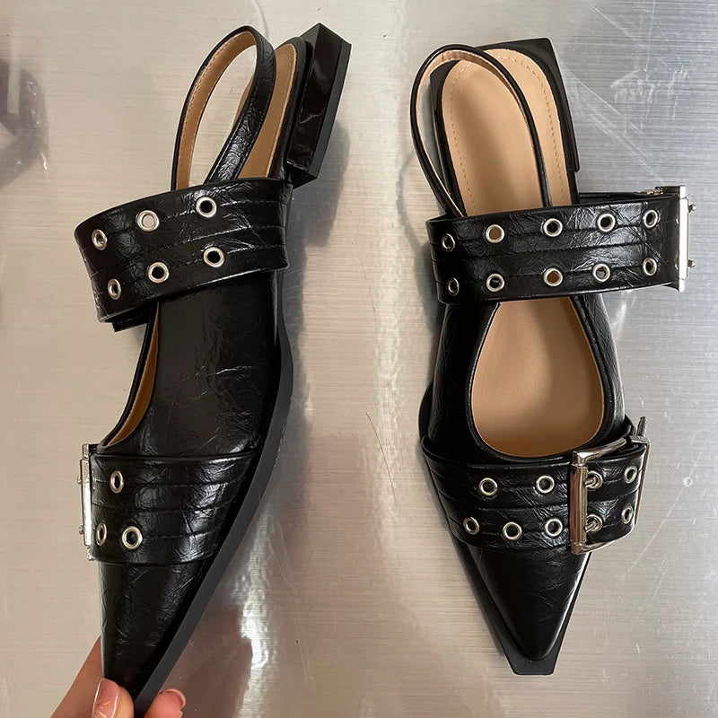Elegante Slingback Flats med Spenne – Komfort og Stil for Damer