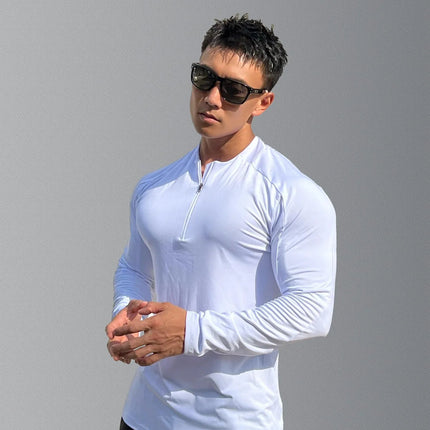 Herre Sport T-skjorte med Lange Ermer – Pustende & Quick Dry