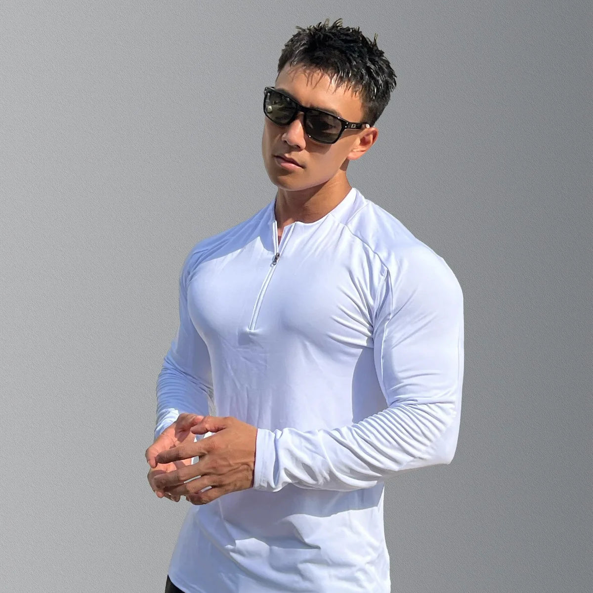 Herre Sport T-skjorte med Lange Ermer – Pustende & Quick Dry