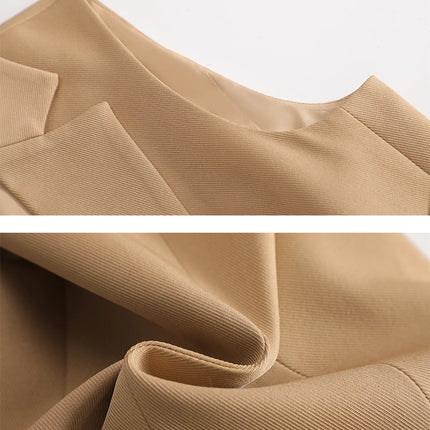 Damebuksedress i 2 Deler – Formell Vest og Bukse til Kontor og Business (Khaki, Rosa, Svart)