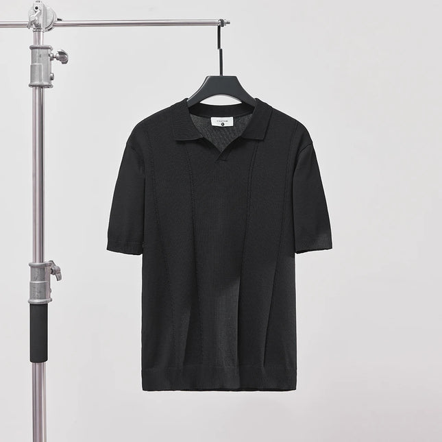 Sommer Polo T-skjorte til Herre – V-hals, Slim Fit & Britisk Stil