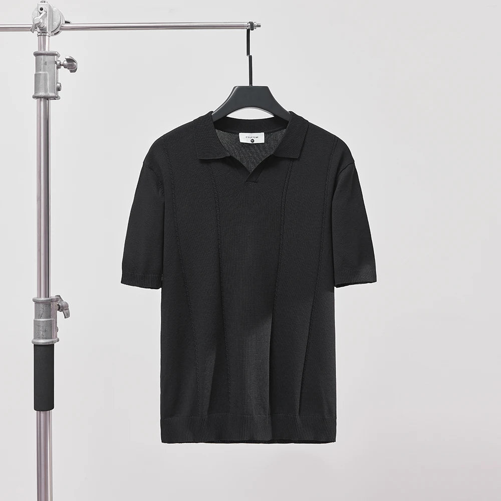 Sommer Polo T-skjorte til Herre – V-hals, Slim Fit & Britisk Stil