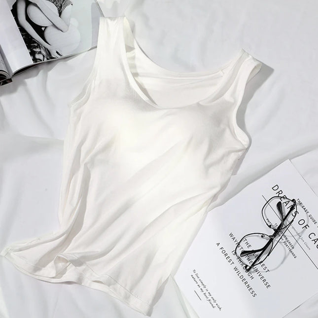 Dame Singlet med Innebygd BH – Slim Fit Topp med Polstring