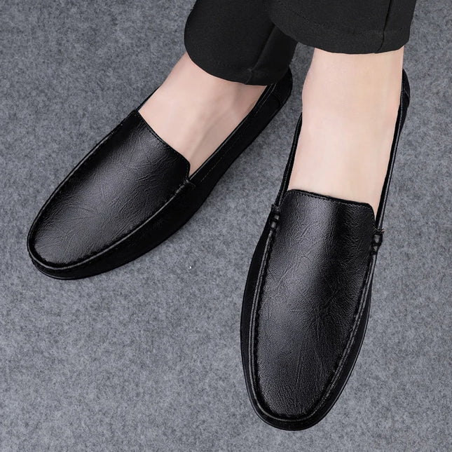 Herre Loafers i Ekte Skinn – Håndlagde Slip-on Mokasiner med Myk Såle