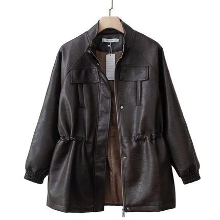 Kunstskinnjakke for Dame – Justerbar Midje & Elegant Design | Trendy Høstjakke 2025