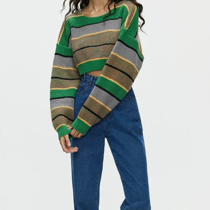 Y2K Strikkegenser for Dame – Stripete & Tykk Pullover | Trendy E-girl Høst/Vinter 2025