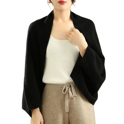 Dame Cardigan i 100% Merinoull – Elegant Myk Strikket Sjal