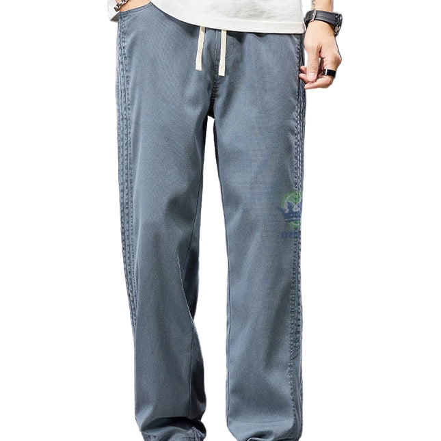 Sommerbukser for Herre i Lyocell – Løse, Vide Joggebukser med Elastisk Midje (opp til 5XL)