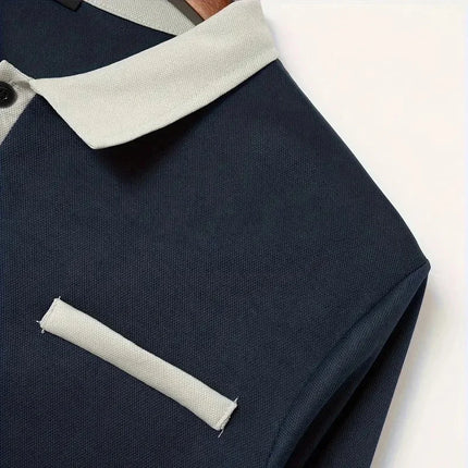 Langermet Polo for Menn – Klassisk Business-Casual Skjorte med Krage (Vår & Høst)
