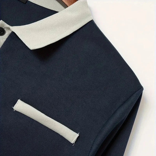 Langermet Polo for Menn – Klassisk Business-Casual Skjorte med Krage (Vår & Høst)