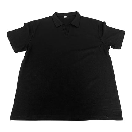 Vaffelstrikket Polo T-skjorte for Herre – Kortermet V-hals med Krage (Sommer 2024)