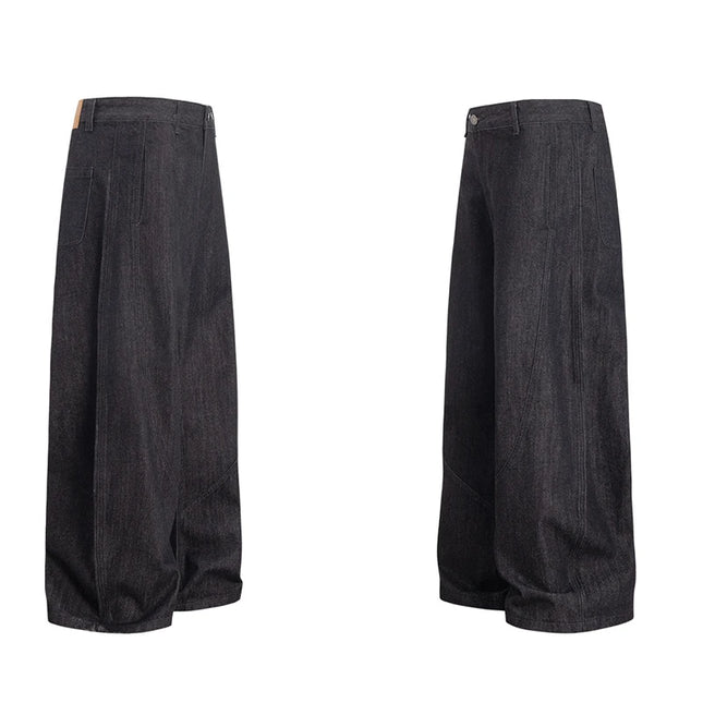 Unisex Wide Leg Jeans – Amerikansk Stil med Buet “Knife Cut”-Design | Trendy Løse Denim Bukser i High Street Look