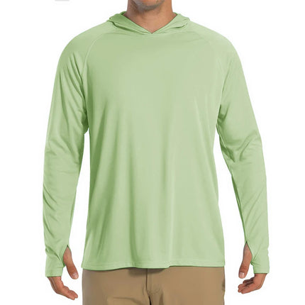 Herre UV-Beskyttende Hettegenser – UPF 50+ Langermet T-skjorte | Hurtigtørkende Sommer- & Treningsplagg