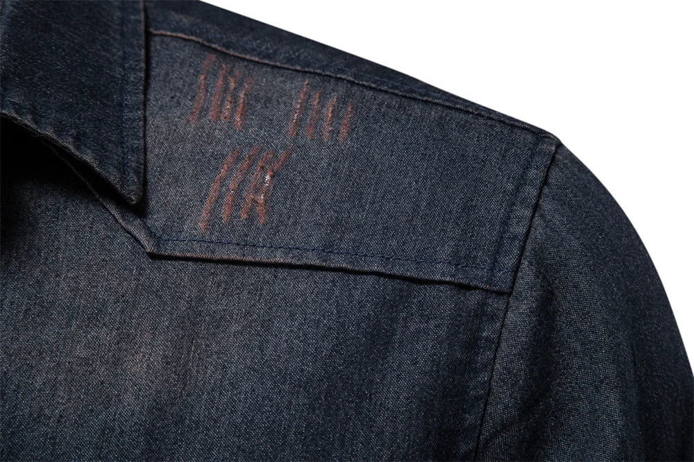 Slim Fit Denimskjorte for Herre – Elastisk Bomull og Klassisk Cowboy-stil med Moderne Passform