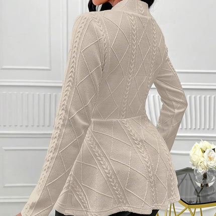 Elegant Dameblazer – Tykk Jacquard Jakke til Høst og Vinter