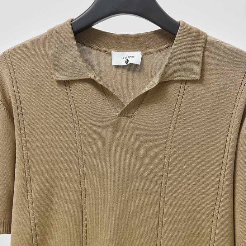 Sommer Polo T-skjorte til Herre – V-hals, Slim Fit & Britisk Stil