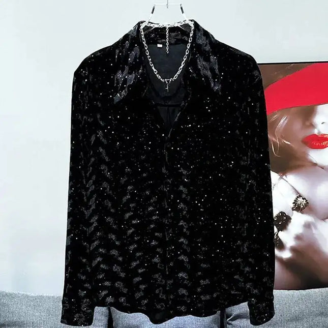 Fløyelsskjorte for Menn – Ensfarget og Trendy Design | Elegant og Varm Skjorte til Høst og Vinter 2024