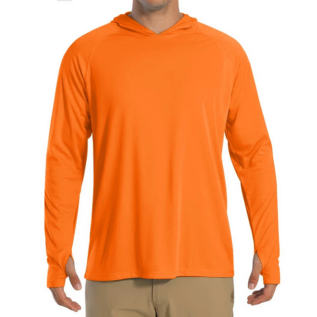 Herre UV-Beskyttende Hettegenser – UPF 50+ Langermet T-skjorte | Hurtigtørkende Sommer- & Treningsplagg