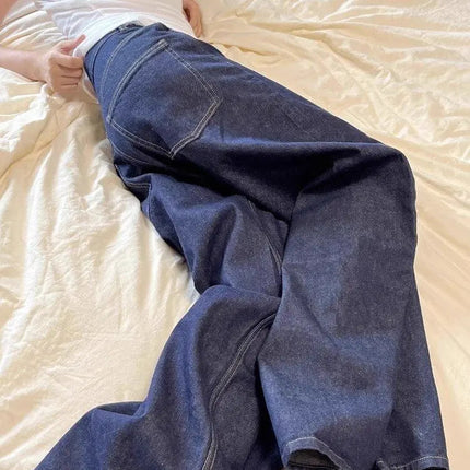 Unisex Vide Jeans i Vasket Svart Denim – High Street Stil | Løse, Rette Bukser til Høst og Vinter