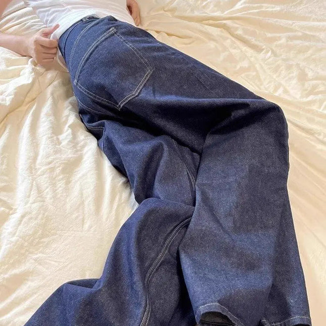 Unisex Vide Jeans i Vasket Svart Denim – High Street Stil | Løse, Rette Bukser til Høst og Vinter