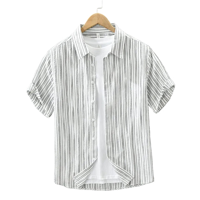 Stripete Kortermet Skjorte til Herre – Casual Sommerstil (Også Plus Size)