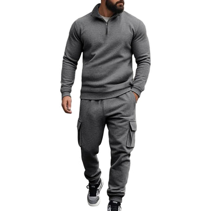 Herre Joggedress – Semi-zip Genser & Fleecebukse | Slim Fit & Komfortabel Vinterstil