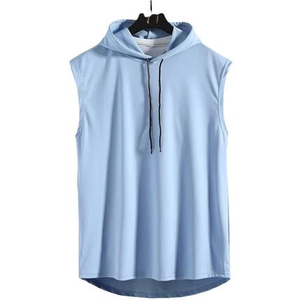 Ermeløs Treningstopp med Hette for Herre – Sporty Tanktop til Gym