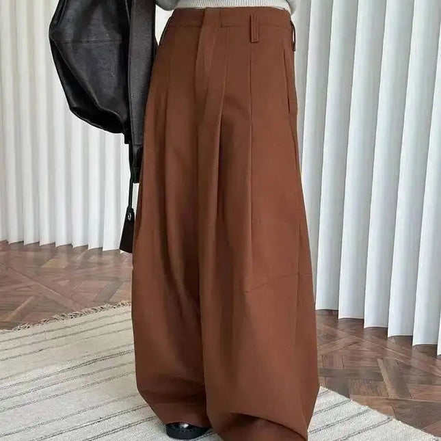 Vinterbukser for Kvinner – Høyt Liv og Vide Ben | Tykk, Elegant og Varm Bukse i Minimalistisk Stil