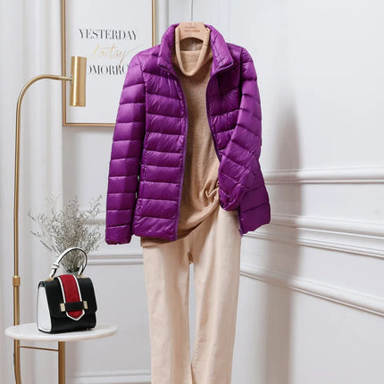 Dame Dunjakke med Hette – Ultralett & Kort Pufferjakke | Vindavvisende & Pustende