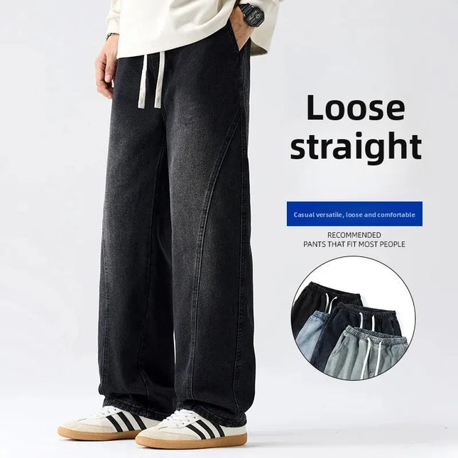 Retro Herrejeans – Løse, Rette Bukser i Amerikansk Stil | Casual Denim Bukser til Vår og Høst (2025)