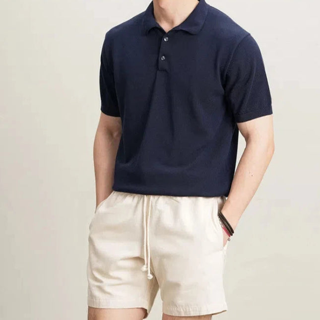 Retro Casual Polo T-skjorte til Herre – 100% Bomull, Kortermet Sommerstil