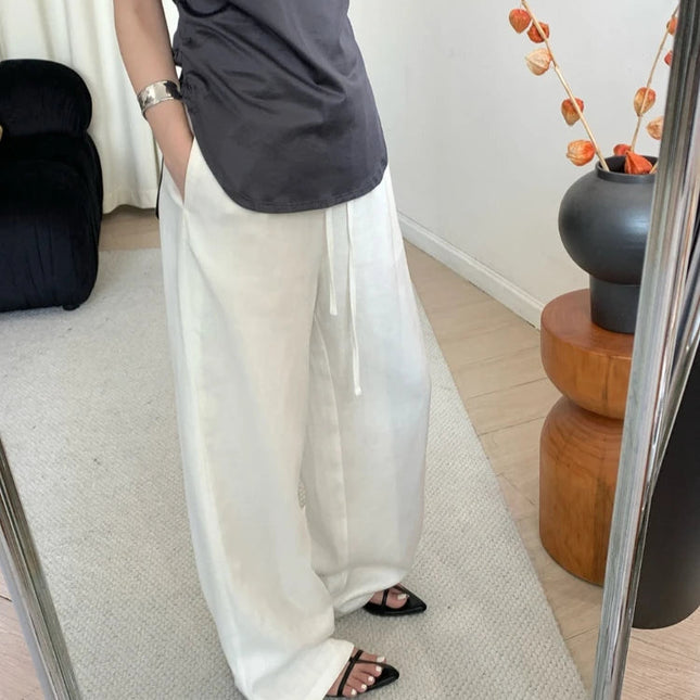 Linnebukser for Dame – Løse Wide-Leg Bukser med Snøring | Luftige, Komfortable og Stilrene Sommerbukser