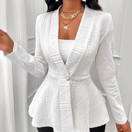 Elegant Dameblazer – Tykk Jacquard Jakke til Høst og Vinter