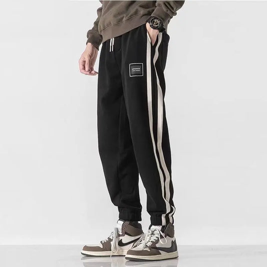 Herre Joggebukse med Sidelinjer – Komfortabel & Sporty | Casual Sweatpants med Elastisk Liv