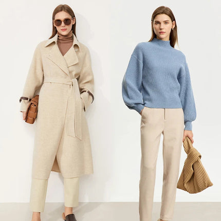 Ullbukser for Kvinner – Ankelkort Minimalistisk Design | Varm, Elegant og Komfortabel Vinterbukse i Klassisk Stil