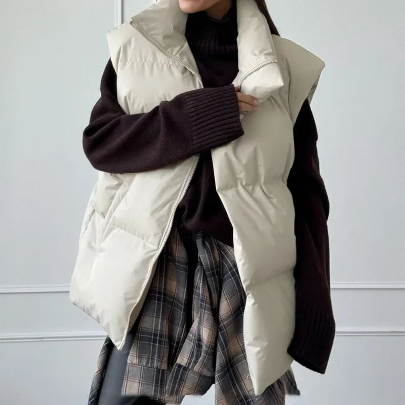 Dame Vintervest i Bomull – Ermeløs & Varm | Casual Sportslig Vestjakke