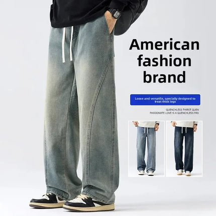 Retro Herrejeans – Løse, Rette Bukser i Amerikansk Stil | Casual Denim Bukser til Vår og Høst (2025)