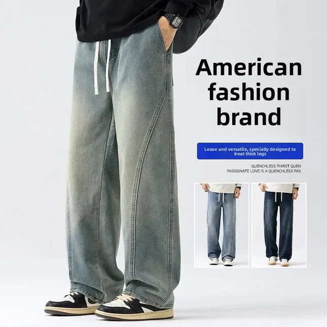 Retro Herrejeans – Løse, Rette Bukser i Amerikansk Stil | Casual Denim Bukser til Vår og Høst (2025)