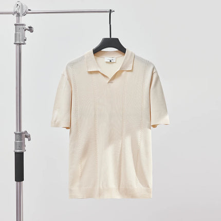 Sommer Polo T-skjorte til Herre – V-hals, Slim Fit & Britisk Stil
