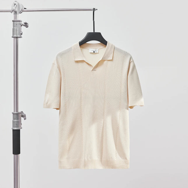 Sommer Polo T-skjorte til Herre – V-hals, Slim Fit & Britisk Stil