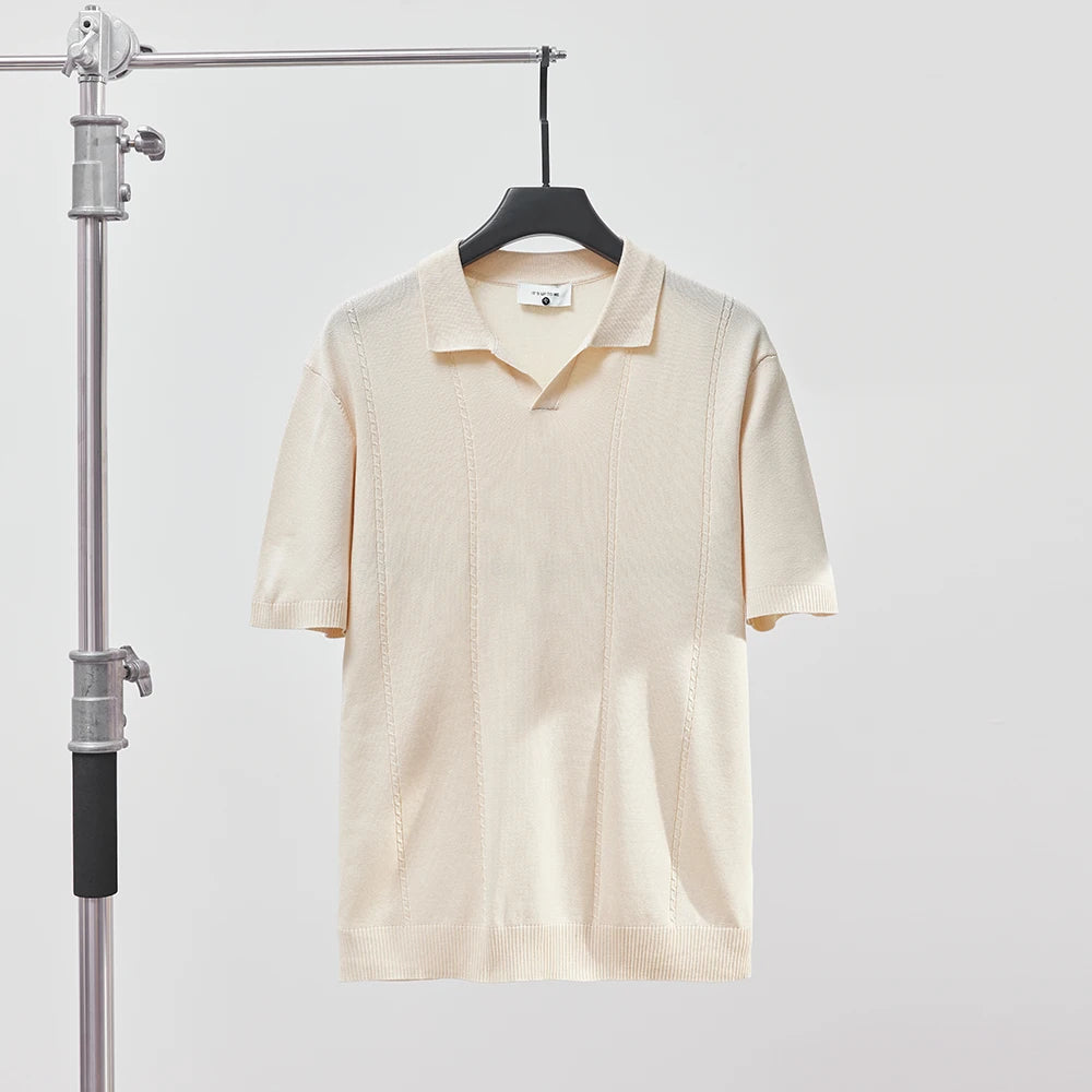 Sommer Polo T-skjorte til Herre – V-hals, Slim Fit & Britisk Stil