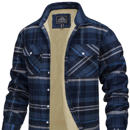 Herrejakke – Varm Flanellskjorte med Fleecefôr | Rutete Vinterjakke til Arbeid & Fritid
