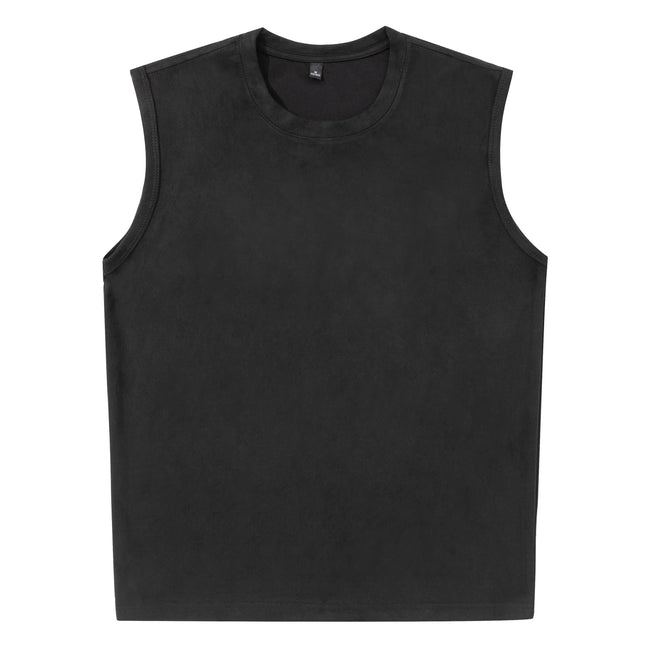 Ermeløs Topp til Herre – Faux Suede Singlet i Løs Vintage Stil
