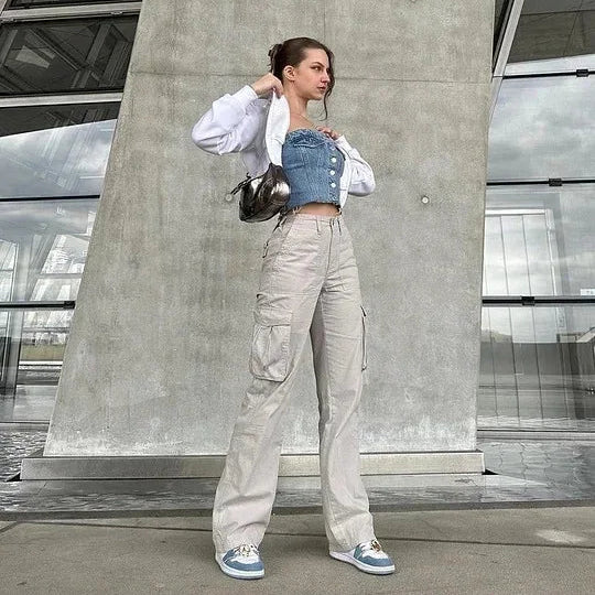 Dame Cargo Bukser – Baggy Streetwear Joggers med Vide Ben