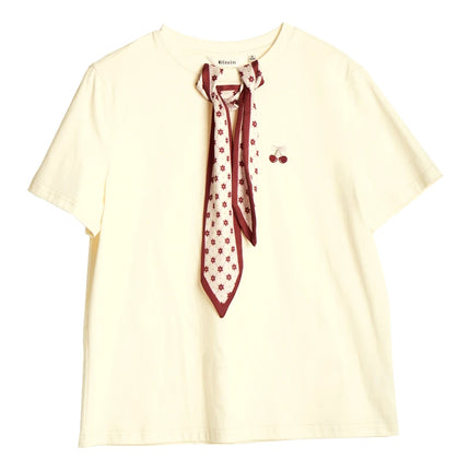 T-skjorte til Dame med Skjerfdetalj – Fransk Stil & Elegant Sommerlook