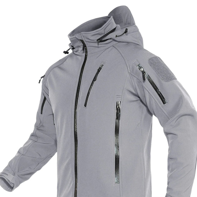 Softshell Jakke med Hette – Vanntett & Vindtett | Varm Fleecefôret Herrejakke til Tur & Hverdag